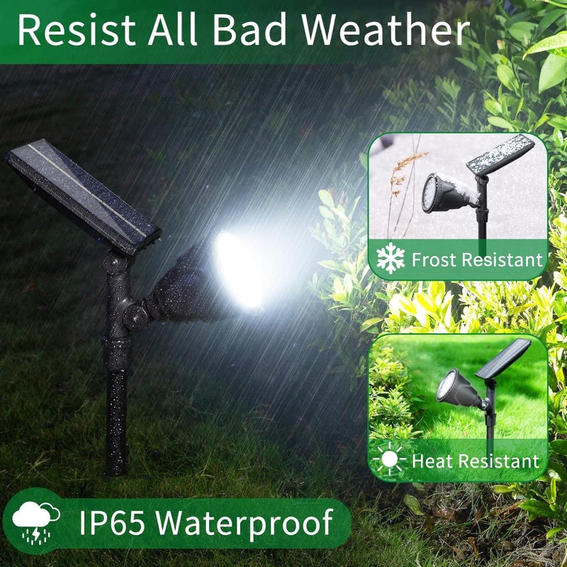 JSOT 600 LM Solar Spotlights Outdoor for Garden,IP65 Waterproof Solar Spot Lights Landscape Lighting for Walkway Wall Garden Backyard Path Pathway Driveway 18LED Beads Cool White 4 Pack - Image 4